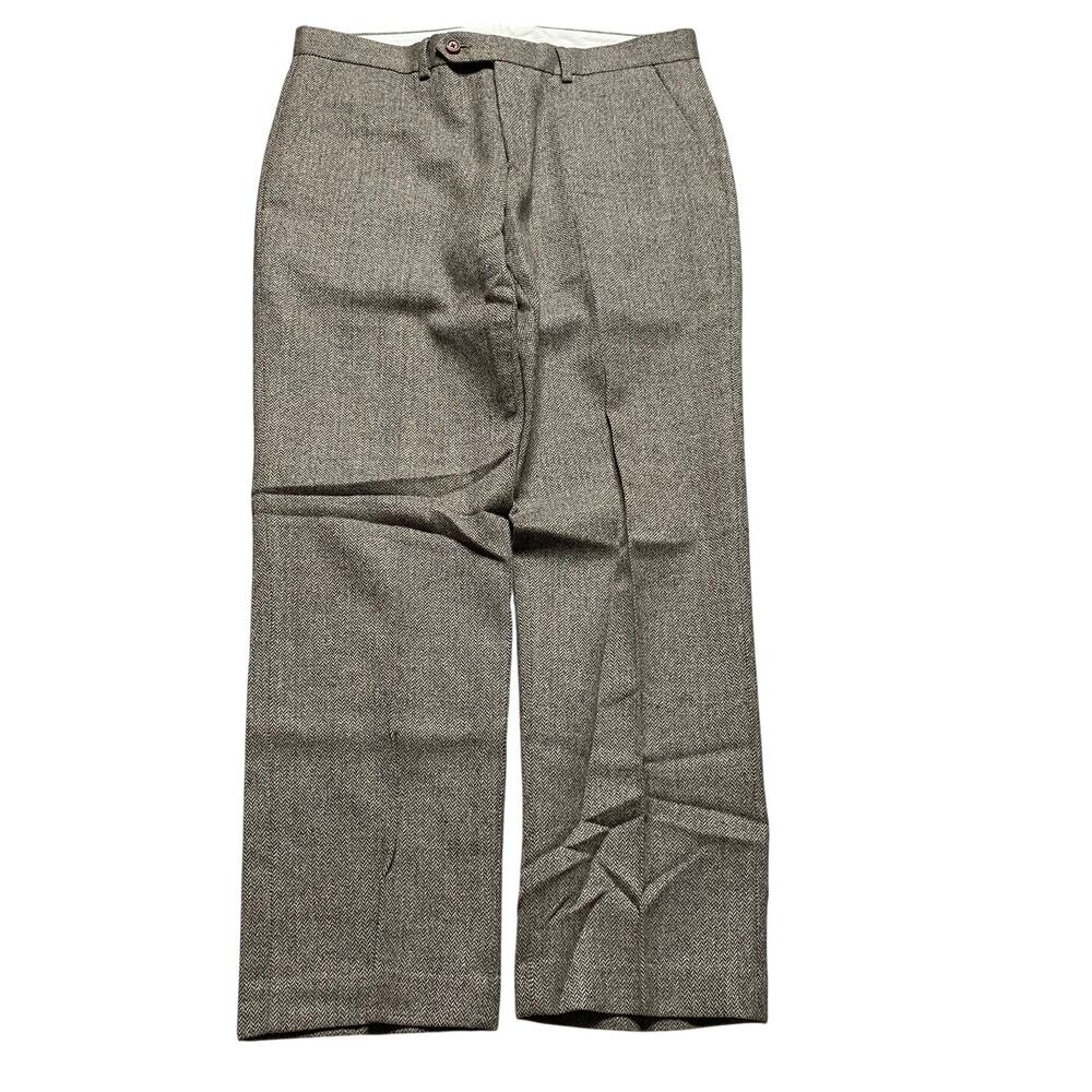 Lauren Ralph Lauren Tweed 100% Wool Trousers Trim Fit 34x30 Brownish Grey